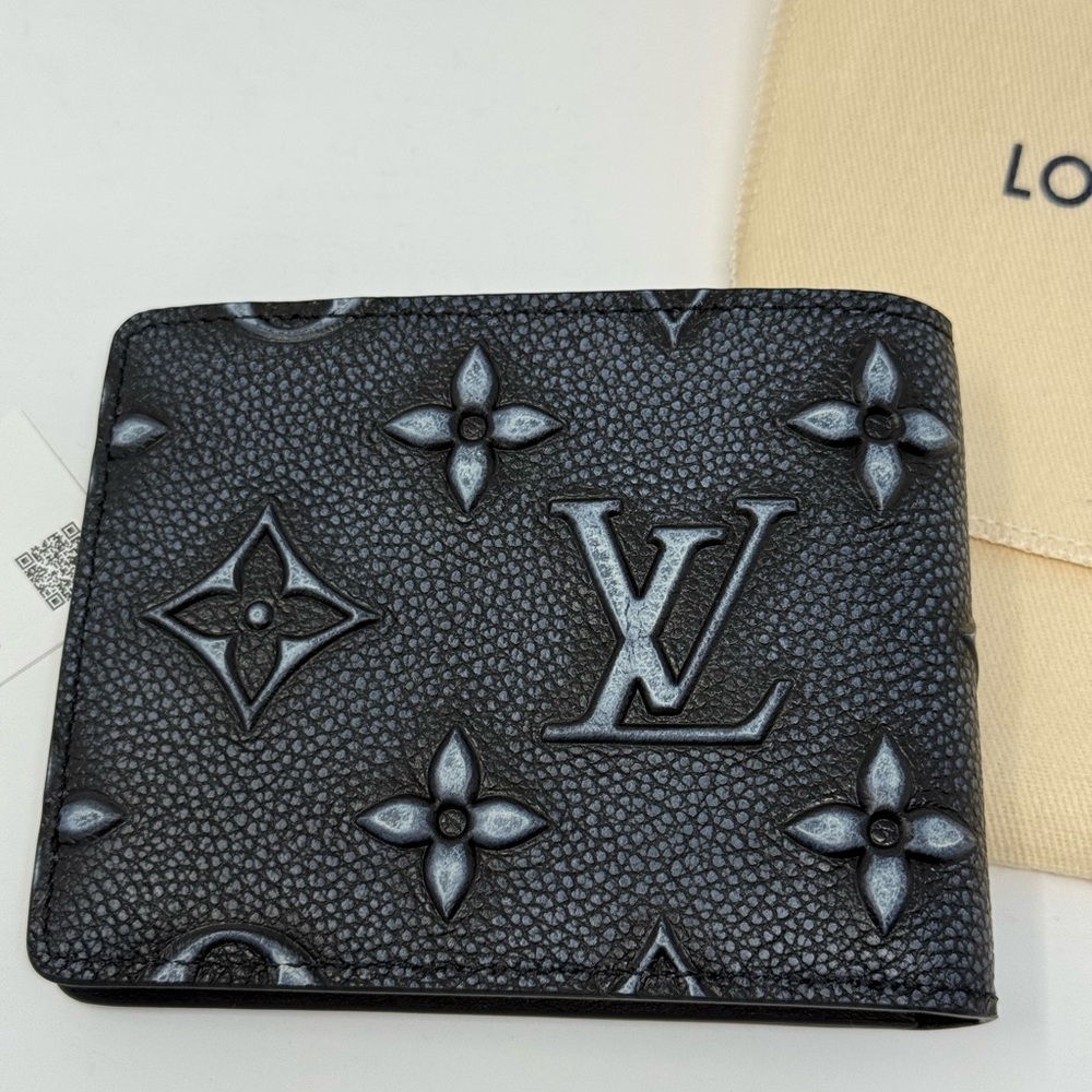 Louis Vuitton Monogram Faded debossed Leather Black Slender Wallet - Picture 7 of 7